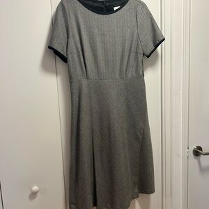 MaxMara Elegant Gray Midi Dress with Black Accents